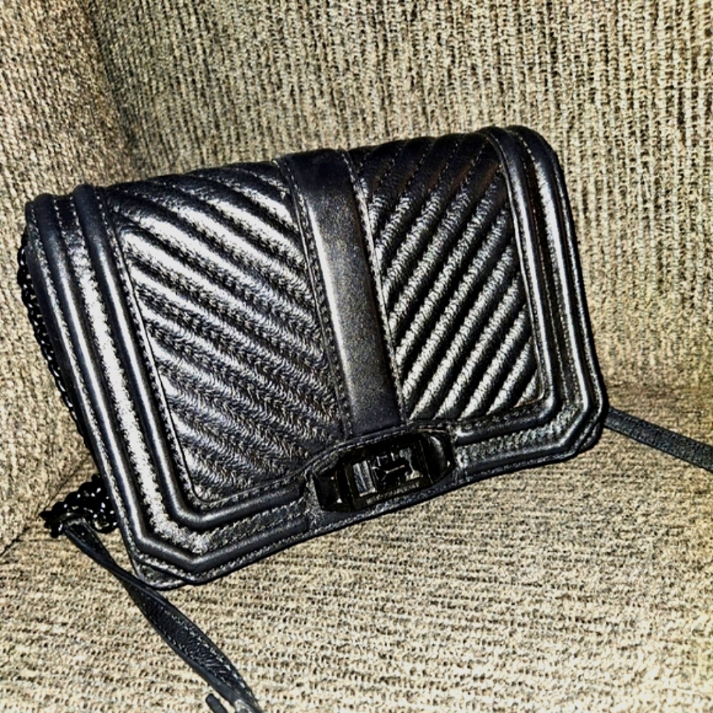 Black Quilted Women's Crossbody Flap Closure REBECCA MINKOFF Great Condition